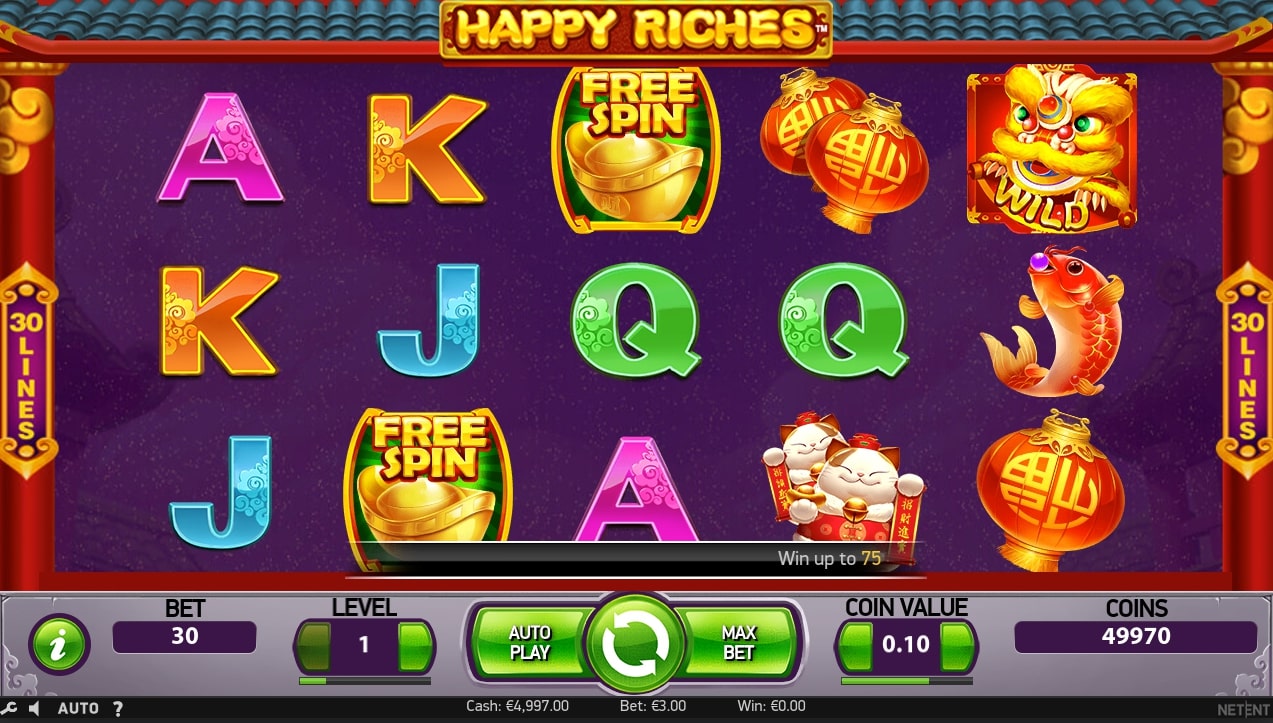Happy Riches Slot Game Paytable